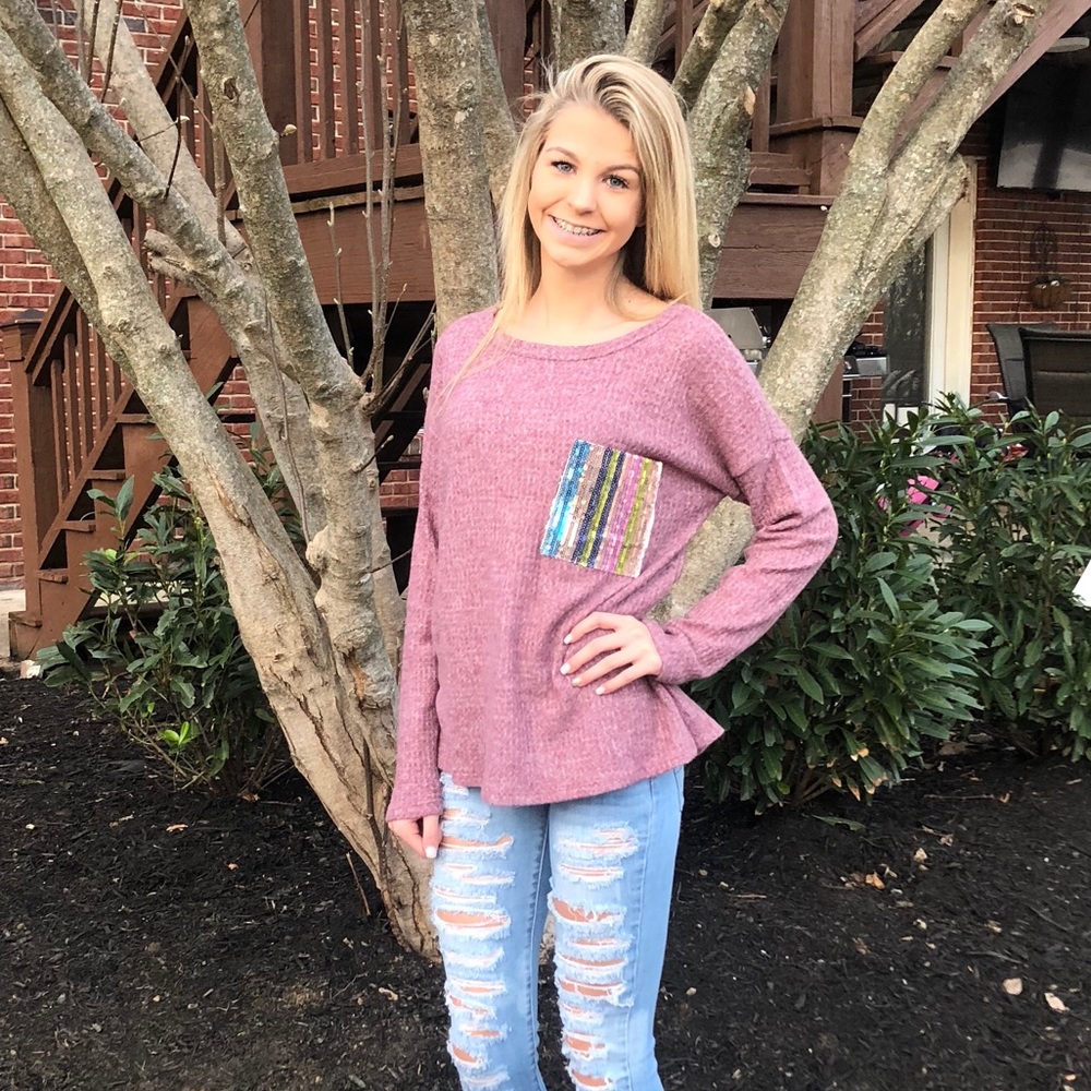 Brand new Sequin pocket Long sleeve top